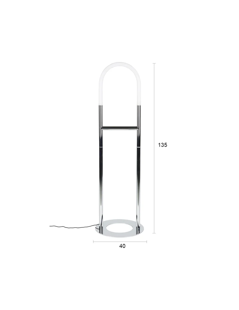 Zuiver Stehleuchte Arch Chrome – Eisen, 40 × 40 × 135 cm
