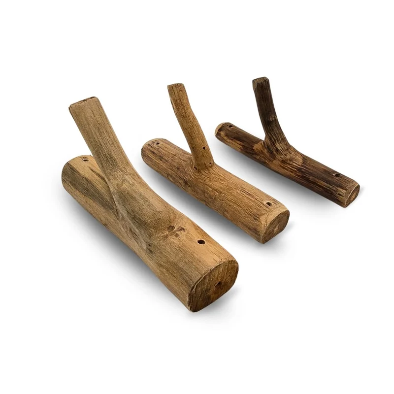 3x GARDEROBENHAKEN LIMB | 15cm(H) Kleiderhaken, Wandhaken aus Ästen