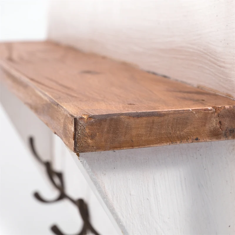 WANDGARDEROBE MIT REGAL "VINTAGE" | 60x26cm (BxH) | Kleiderhaken | Farbe: 06 weiß-landhaus
