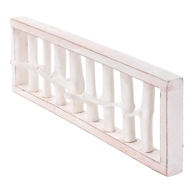 WANDGARDEROBE TREIBHOLZ UNIKAT | 80x22cm (BxH), Garderobe, Hakenleiste mit Ästen | Farbe: 06 weiß-landhaus