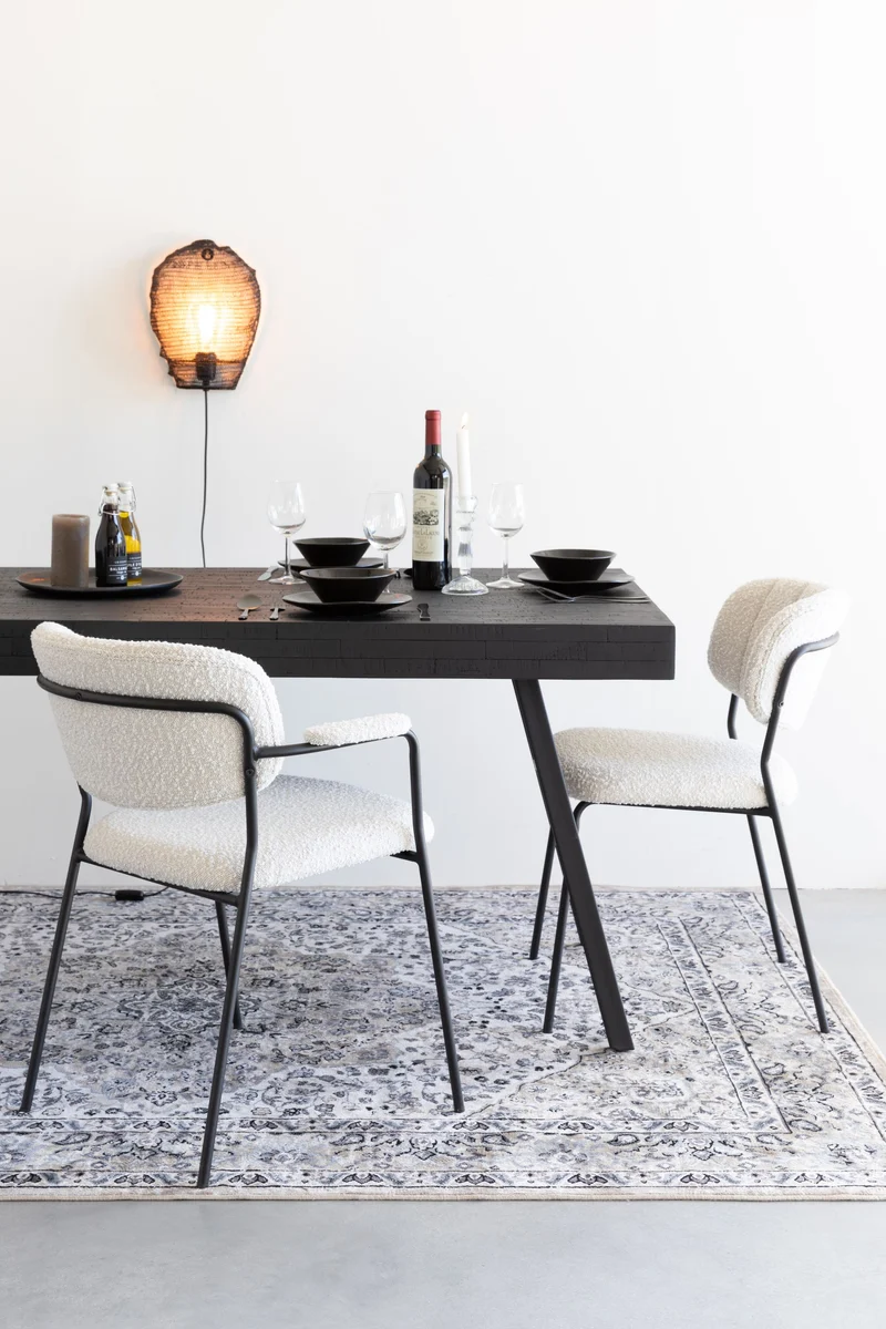 White Label Living Sessel Jolien Schwarz/Bouclé – 56 × 61 × 78 cm, 2er-Set