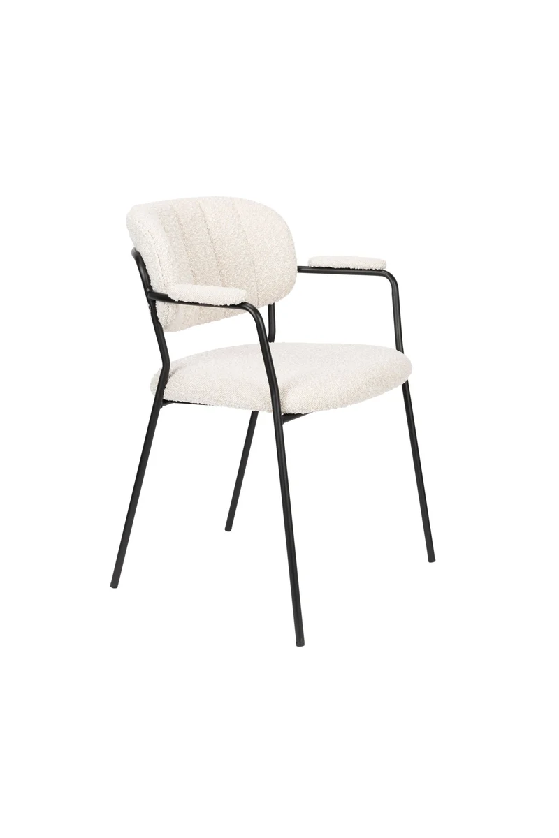 White Label Living Sessel Jolien Schwarz/Bouclé – 56 × 61 × 78 cm, 2er-Set