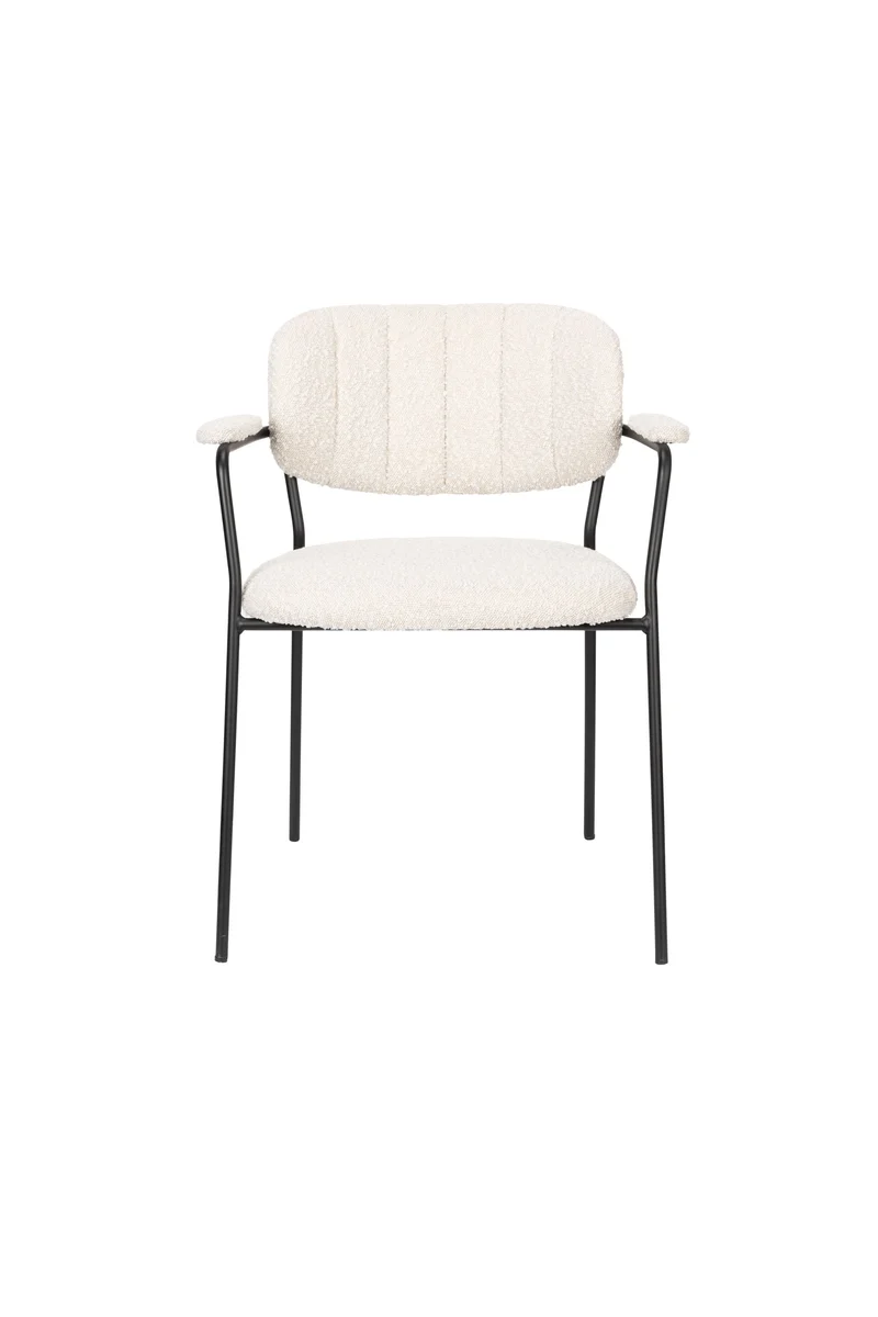 White Label Living Sessel Jolien Schwarz/Bouclé – 56 × 61 × 78 cm, 2er-Set