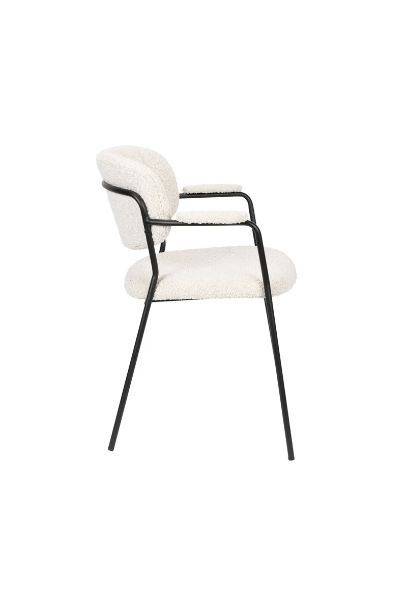 White Label Living Sessel Jolien Schwarz/Bouclé – 56 × 61 × 78 cm, 2er-Set