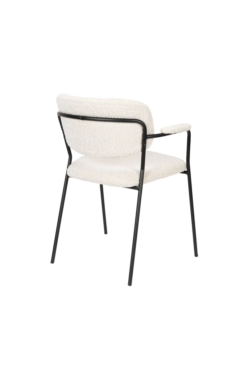 White Label Living Sessel Jolien Schwarz/Bouclé – 56 × 61 × 78 cm, 2er-Set