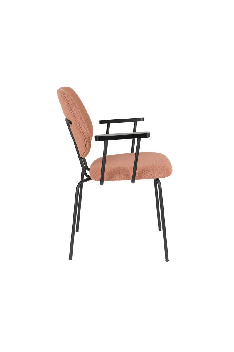 White Label Living Sessel Zelo – Pink, Metall, 59 × 60 × 83,5 cm, 2er-Set