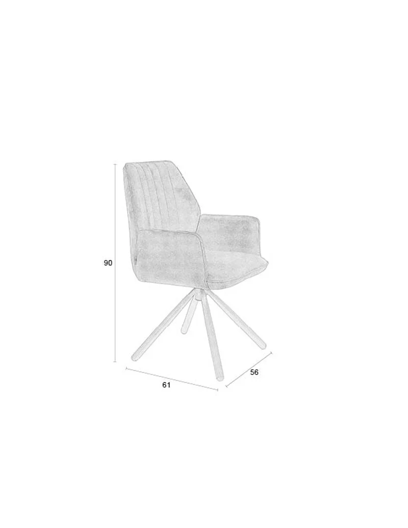 White Label Living Sessel Jamie Wood – Textil, 61 × 56 × 90 cm, 2er-Set