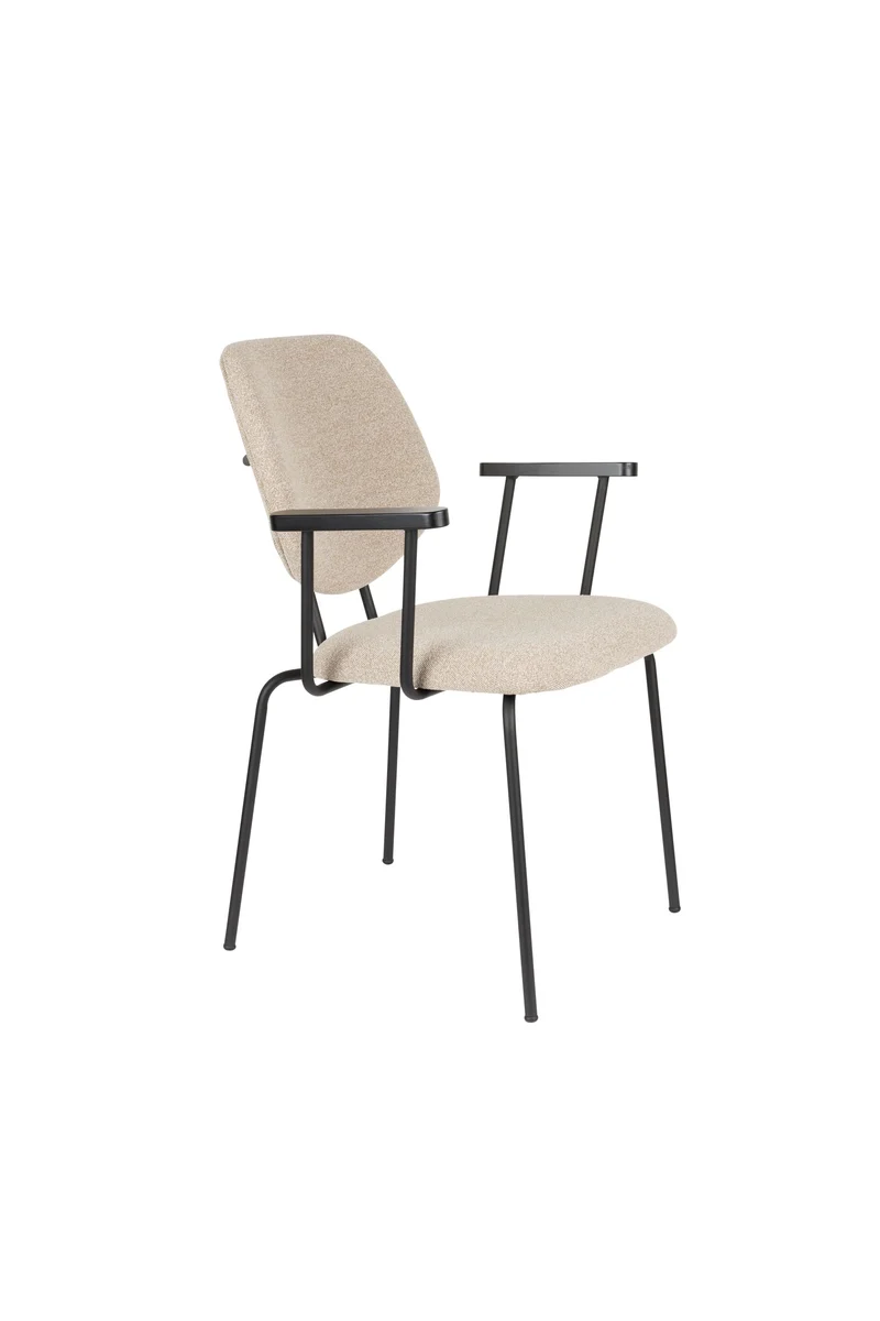White Label Living Sessel Zelo – Beige, Metall, 59 × 60 × 83,5 cm, 2er-Set
