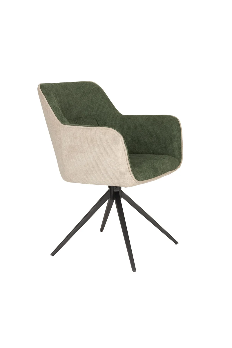 White Label Living Sessel Daley Beige/Grün – Polyester, 63 × 62,5 × 85,5 cm, 2er-Set