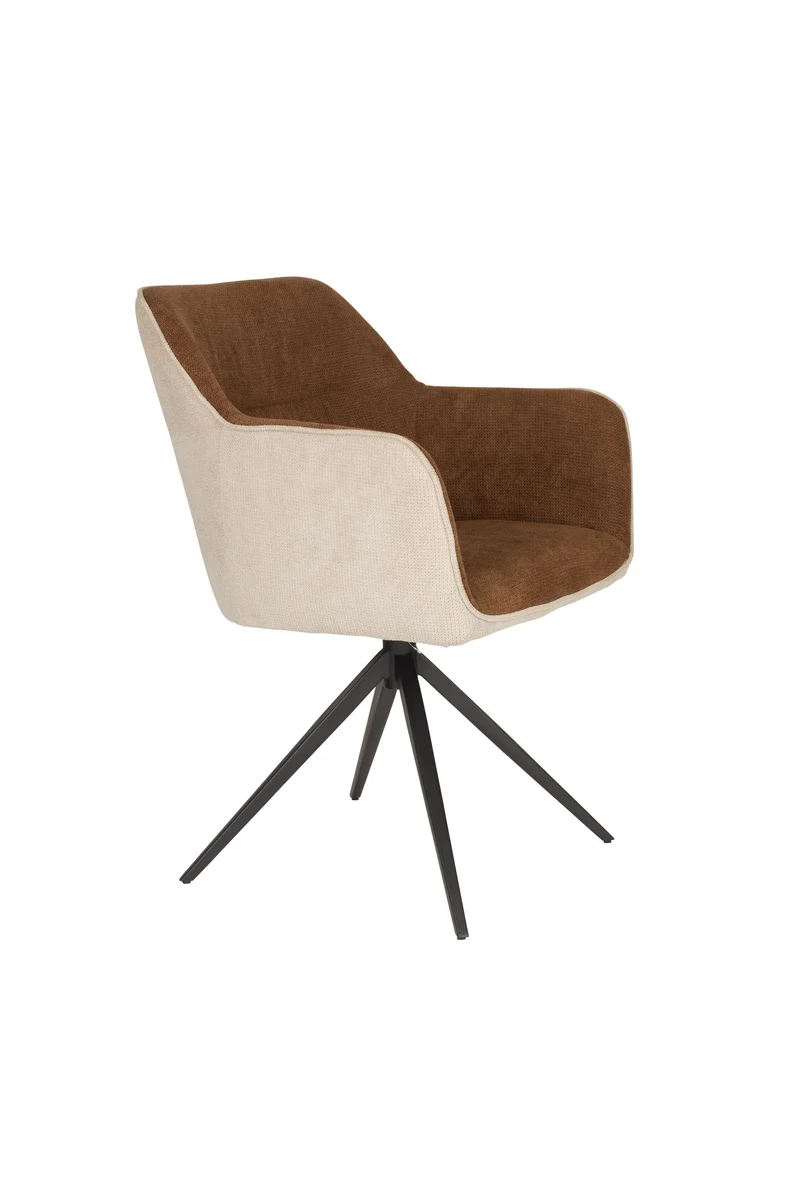 White Label Living Sessel Daley Beige/Braun – Polyester, 63 × 62,5 × 83,5 cm, 2er-Set