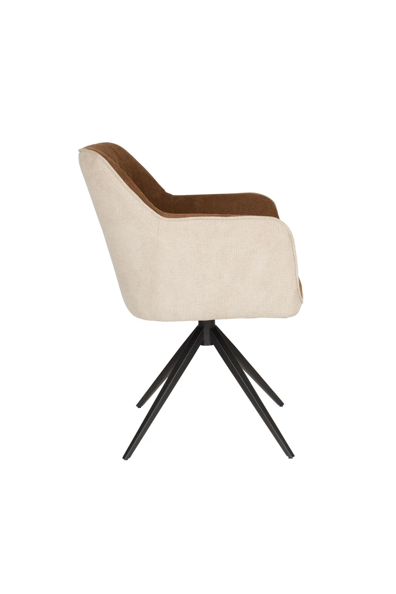 White Label Living Sessel Daley Beige/Braun – Polyester, 63 × 62,5 × 83,5 cm, 2er-Set
