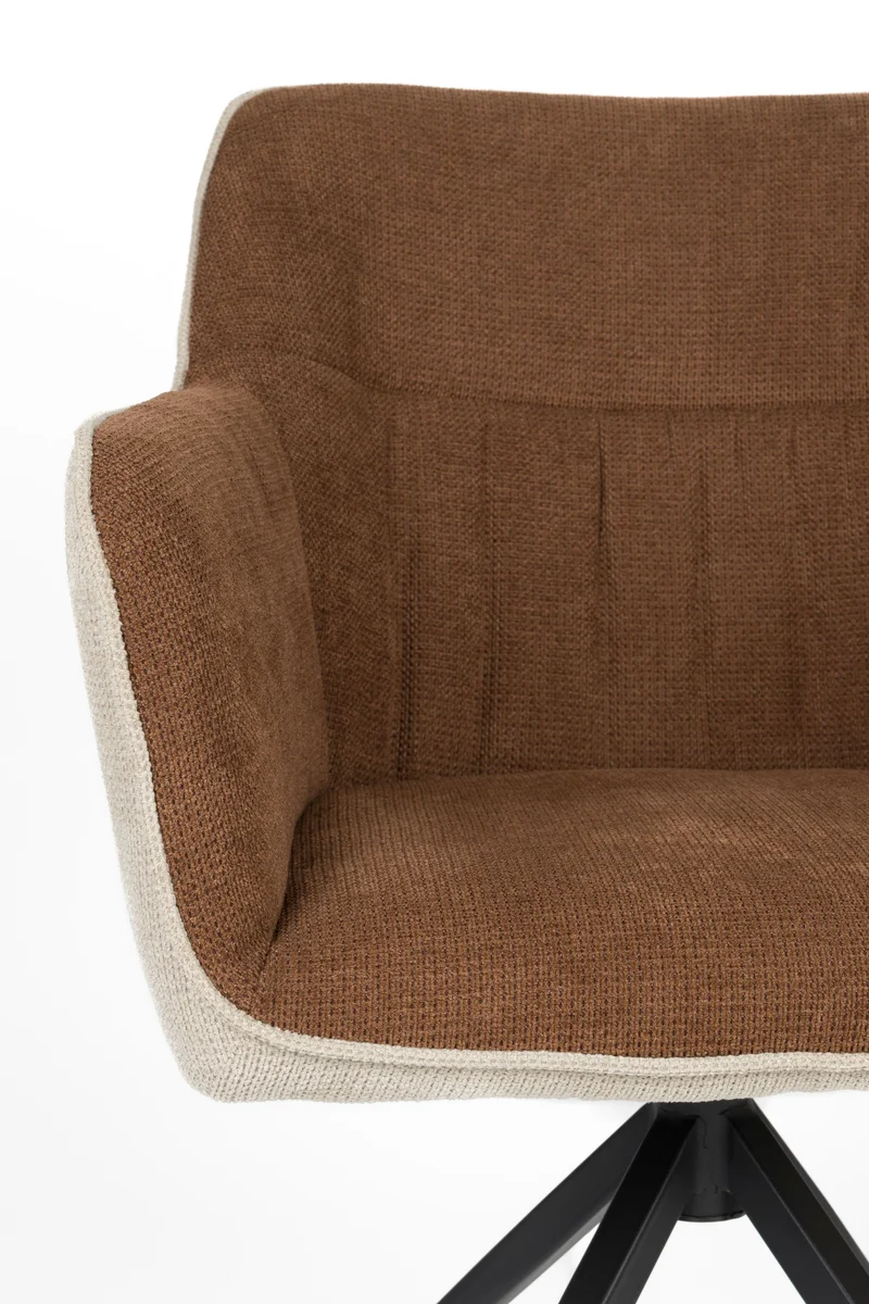 White Label Living Sessel Daley Beige/Braun – Polyester, 63 × 62,5 × 83,5 cm, 2er-Set