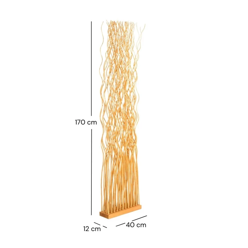 RAUMTEILER "WAVE" | Weidenholz, 170x40cm (HxB) | Paravent, Trennwand | Farbe: honigfarben