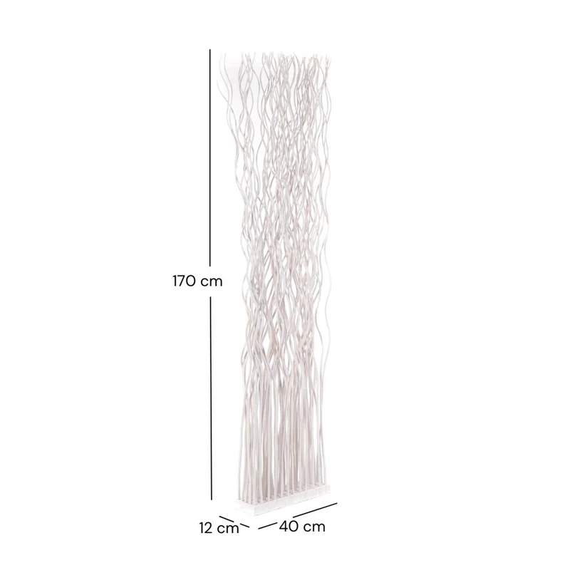RAUMTEILER "WAVE" | Weidenholz, 170x40cm (HxB) | Paravent, Trennwand | Farbe: weiß