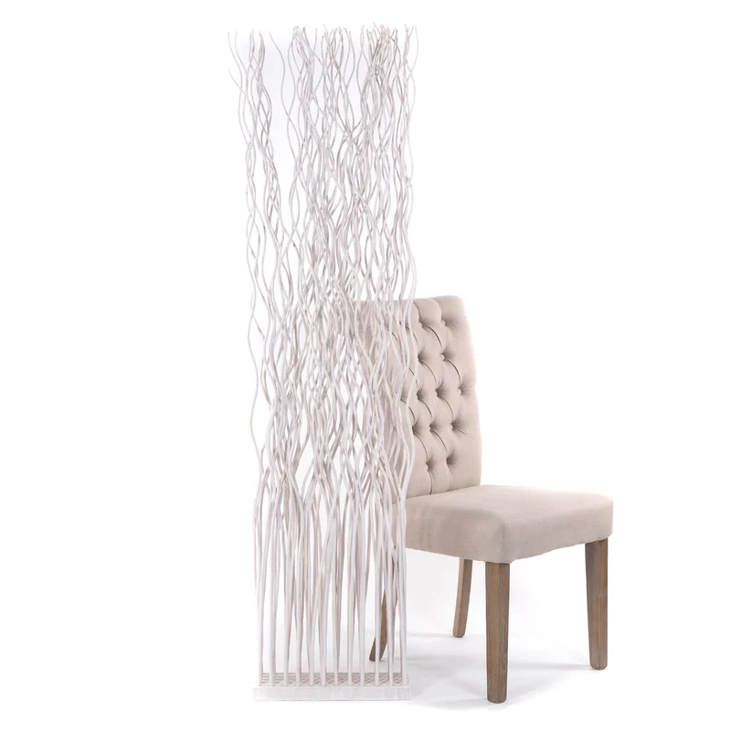 RAUMTEILER "WAVE" | Weidenholz, 170x40cm (HxB) | Paravent, Trennwand | Farbe: weiß