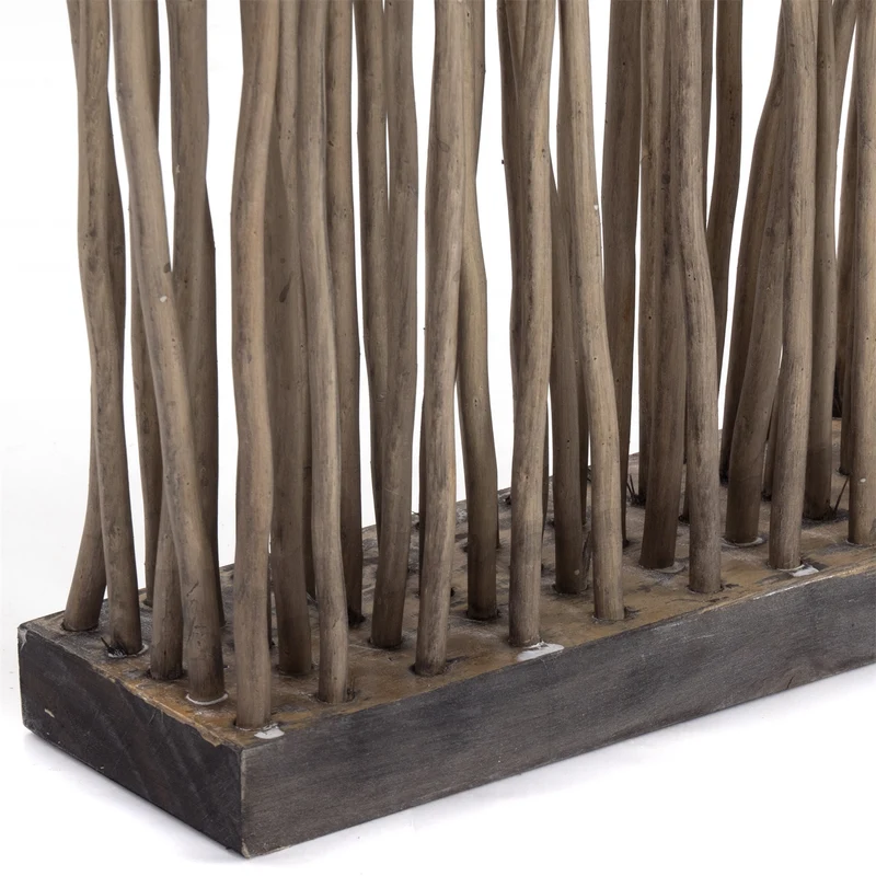 RAUMTEILER "WAVE" | Weidenholz, 170x40cm (HxB) | Paravent, Trennwand | Farbe: grau
