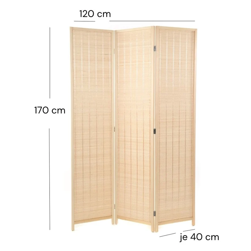 RAUMTEILER "BASTIA" | Bambus, 170x120 cm | Natur Paravent
