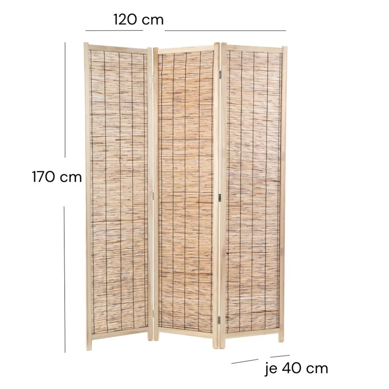 RAUMTEILER "PLAYA" | Schilfrohr, 170x120 cm | Natur Paravent | Farbe: braun