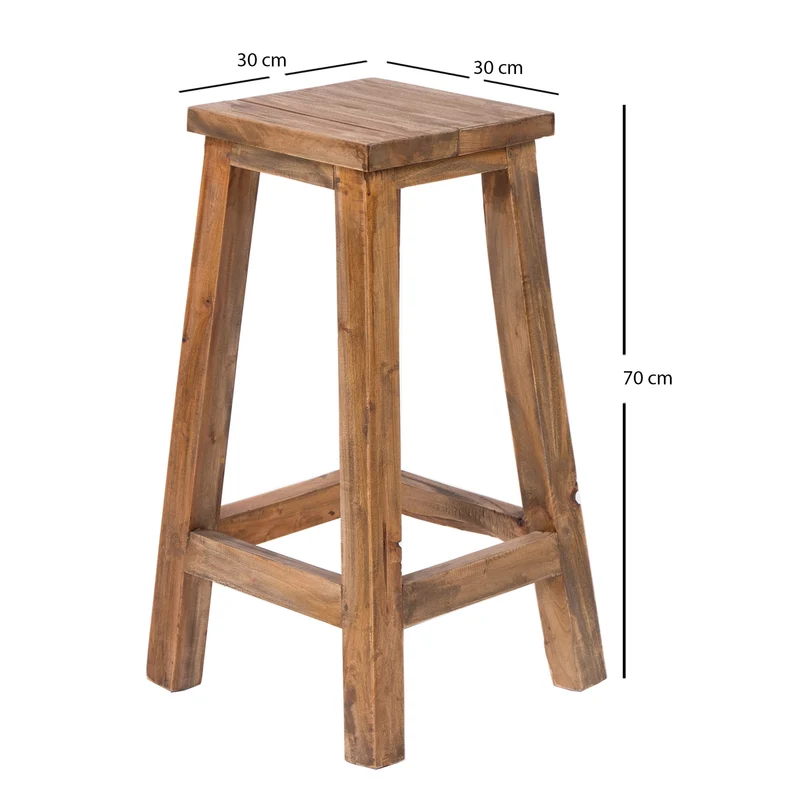 BARHOCKER "NIPPO" | 70x35 cm (HxB), Massivholz | Holz Sitzhocker