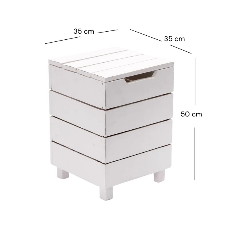 HOCKER "STORAGE 50" | 50x35cm (HxB), Altholz | Wäschebox | Farbe: 06 weiß-landhaus