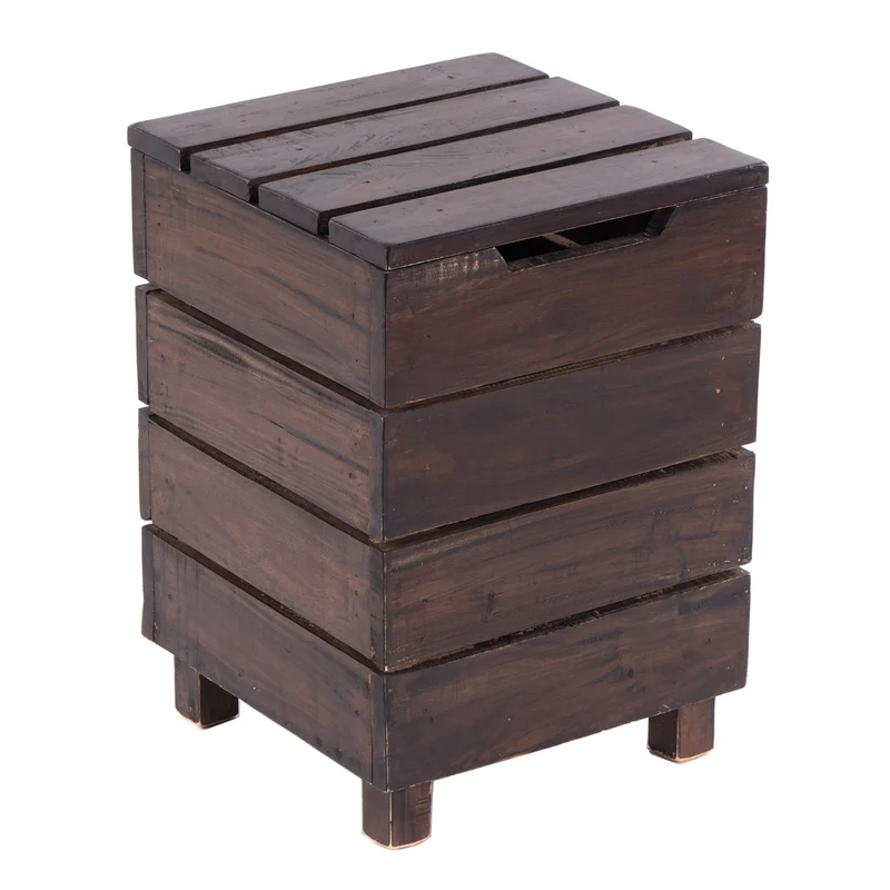 HOCKER "STORAGE 50" | 50x35cm (HxB), Altholz | Wäschebox | Farbe: 03 dunkelbraun