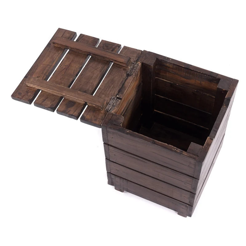HOCKER "STORAGE 50" | 50x35cm (HxB), Altholz | Wäschebox | Farbe: 03 dunkelbraun