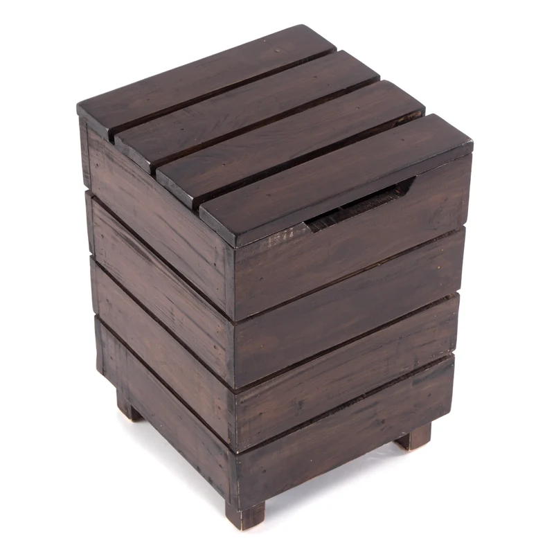 HOCKER "STORAGE 50" | 50x35cm (HxB), Altholz | Wäschebox | Farbe: 03 dunkelbraun