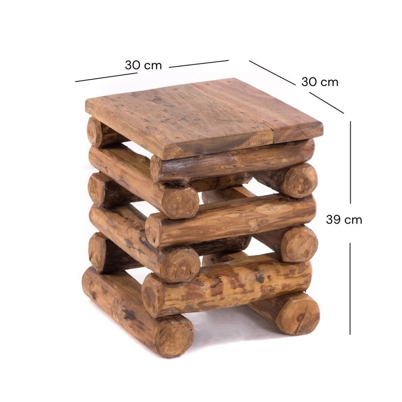 HOCKER "BLOCK 38" | 30x30x39cm (BxTxH), Altholz Teak | Sitzhocker | Farbe: 08 honigfarben gewachst
