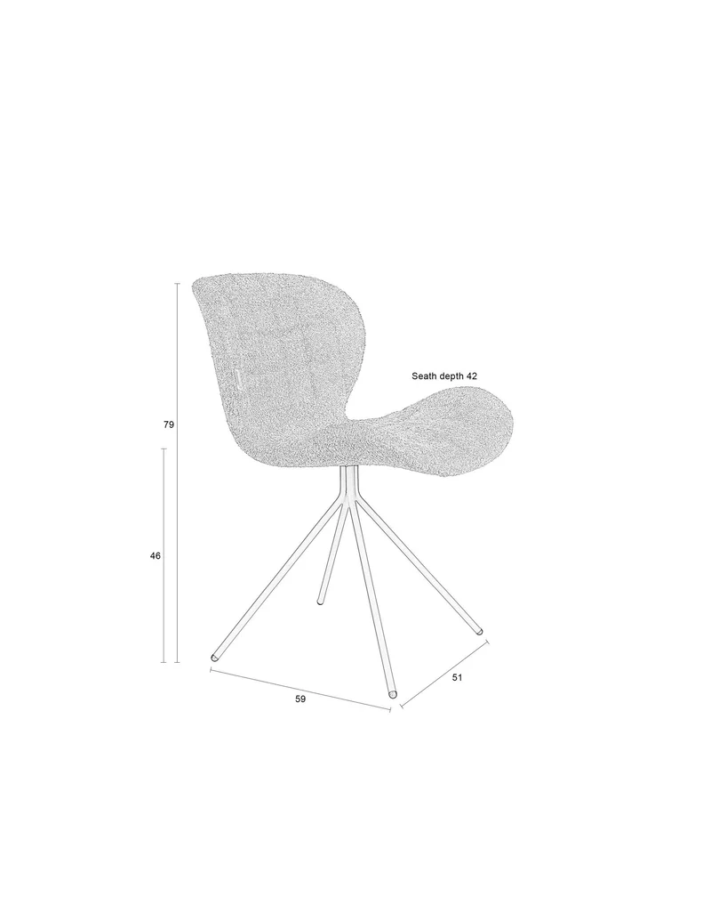 Zuiver Stuhl OMG Soft – Beige, Stoff, 59 × 51 × 79 cm, 2er-Set