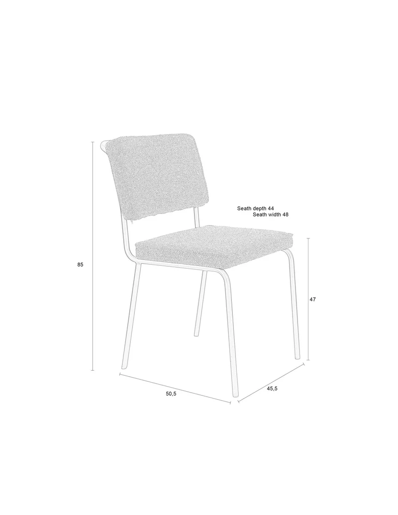 Zuiver Stuhl Buddy – Beige, Stoff, 57 × 48 × 85 cm, 2er-Set