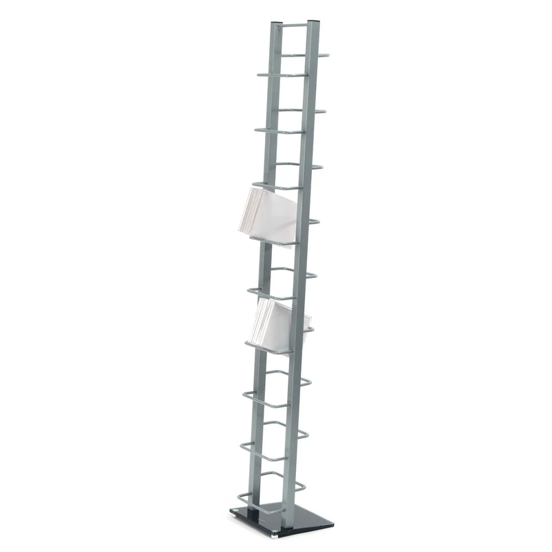 DESIGN CD STÄNDER "TOWER" | 138 cm, Metall | für 126 CDs | Farbe: silber