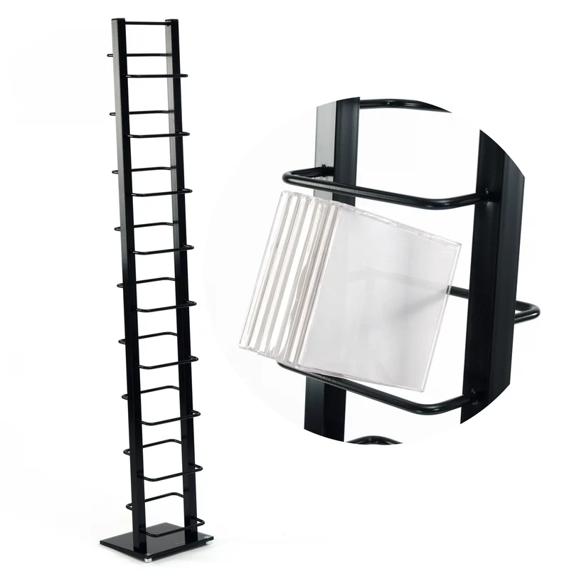 DESIGN CD STÄNDER "TOWER" | 138 cm, Metall | für 126 CDs | Farbe: schwarz