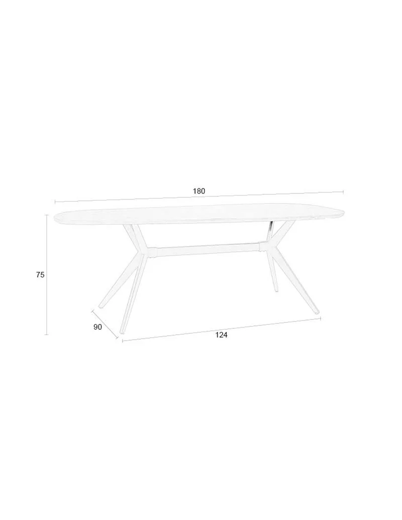 White Label Living Esstisch Chase Organisch Rechteckig – Schwarz, MDF, 180 × 90 × 75 cm