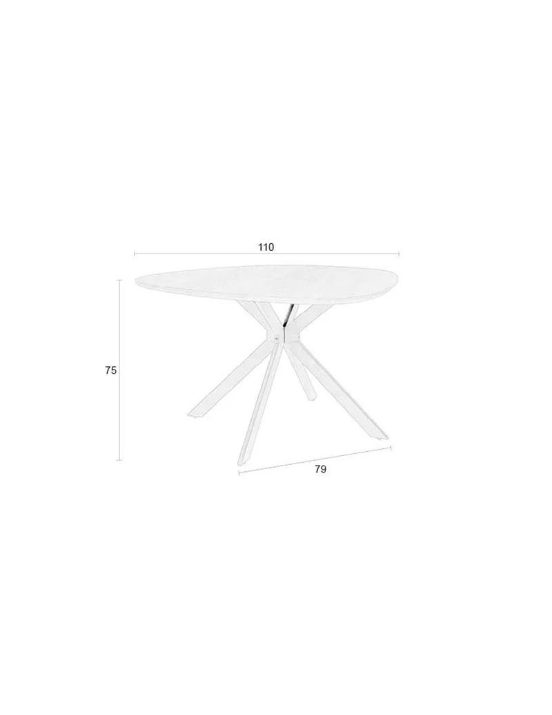 White Label Living Esstisch Chase Organisch Rund – Schwarz, MDF, 110 × 110 × 75 cm