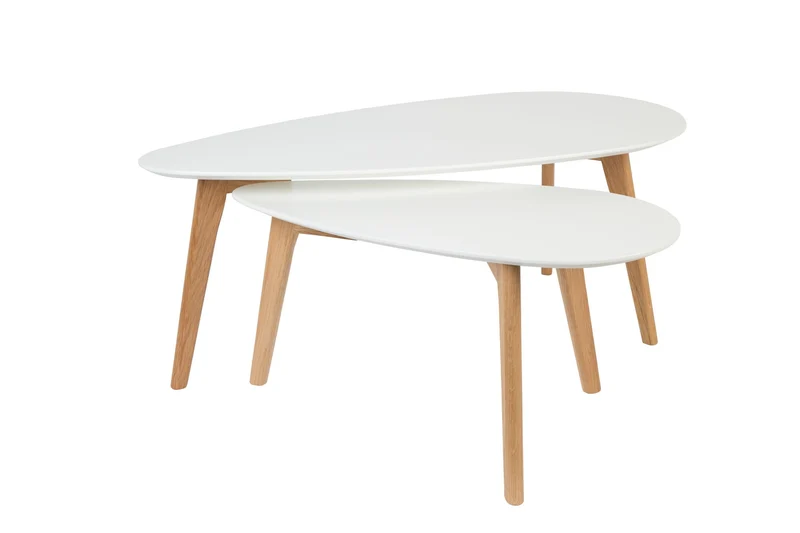 White Label Living Beistelltisch Drop – Beige, Holz, 50 × 100 × 40 cm, 2er-Set