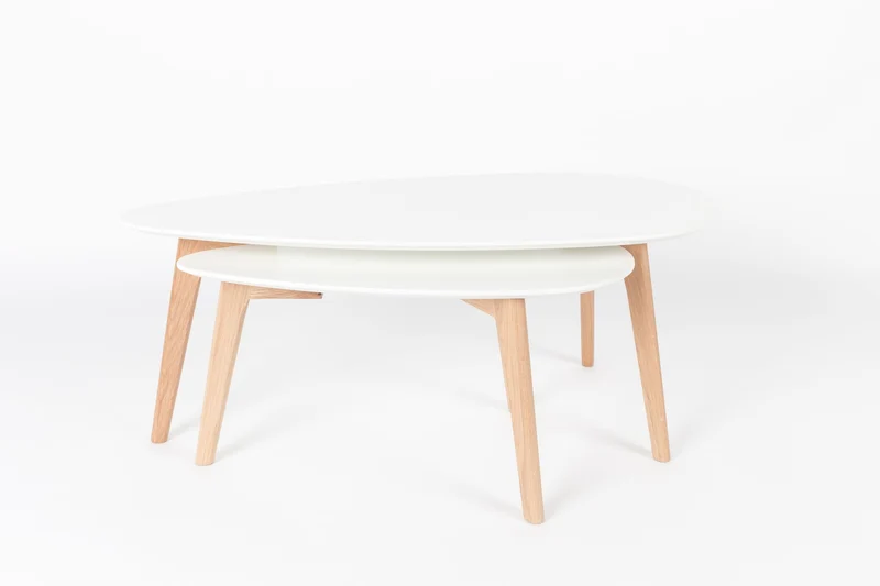 White Label Living Beistelltisch Drop – Beige, Holz, 50 × 100 × 40 cm, 2er-Set