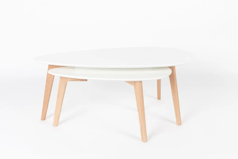 White Label Living Beistelltisch Drop – Beige, Holz, 50 × 100 × 40 cm, 2er-Set