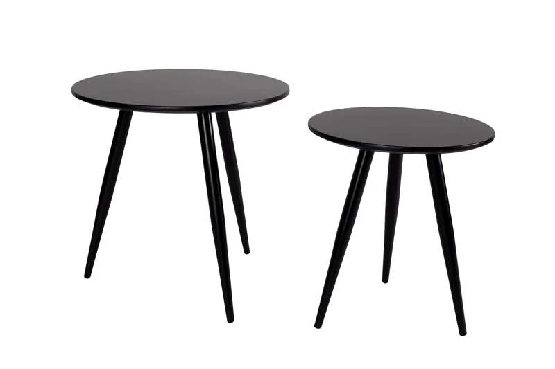 White Label Living Beistelltisch Daven Schwarz – Holz, 50 × 50 × 50 cm, 2er-Set