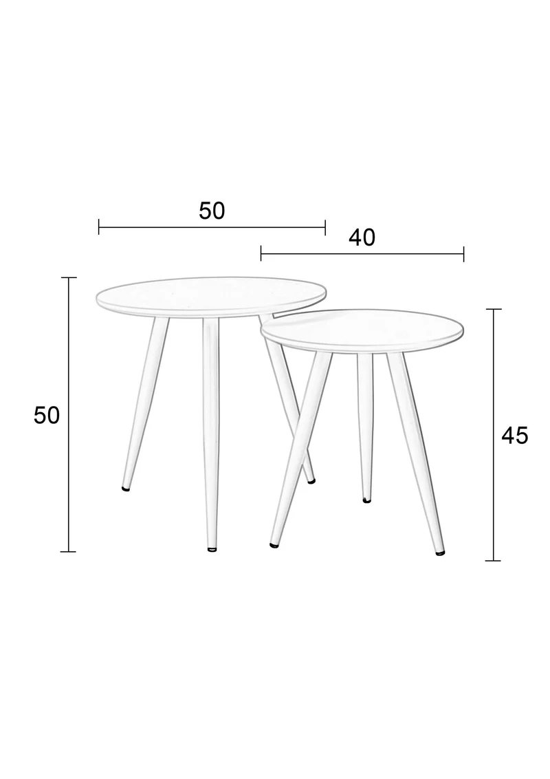 White Label Living Beistelltisch Daven Schwarz – Holz, 50 × 50 × 50 cm, 2er-Set
