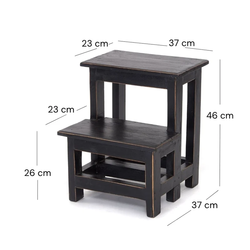 TRITTLEITER "STEP" | 46x37 cm (HxB), Altholz | Tritthocker | Farbe: 09 voodoo - schwarz