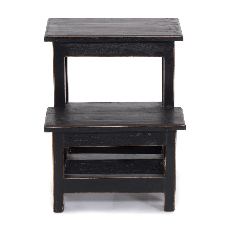 TRITTLEITER "STEP" | 46x37 cm (HxB), Altholz | Tritthocker | Farbe: 09 voodoo - schwarz