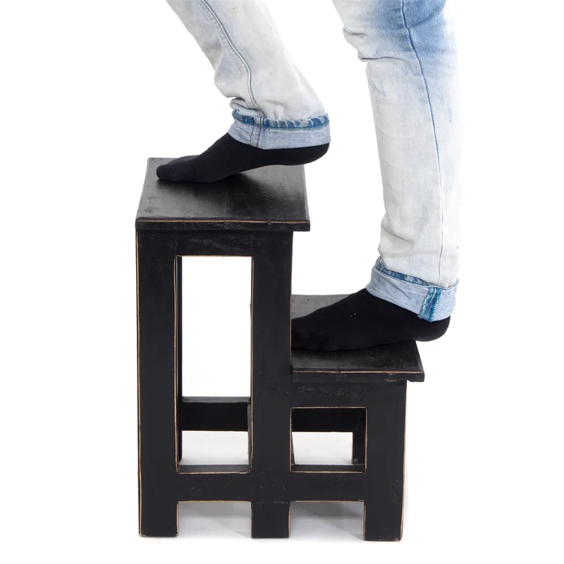 TRITTLEITER "STEP" | 46x37 cm (HxB), Altholz | Tritthocker | Farbe: 09 voodoo - schwarz