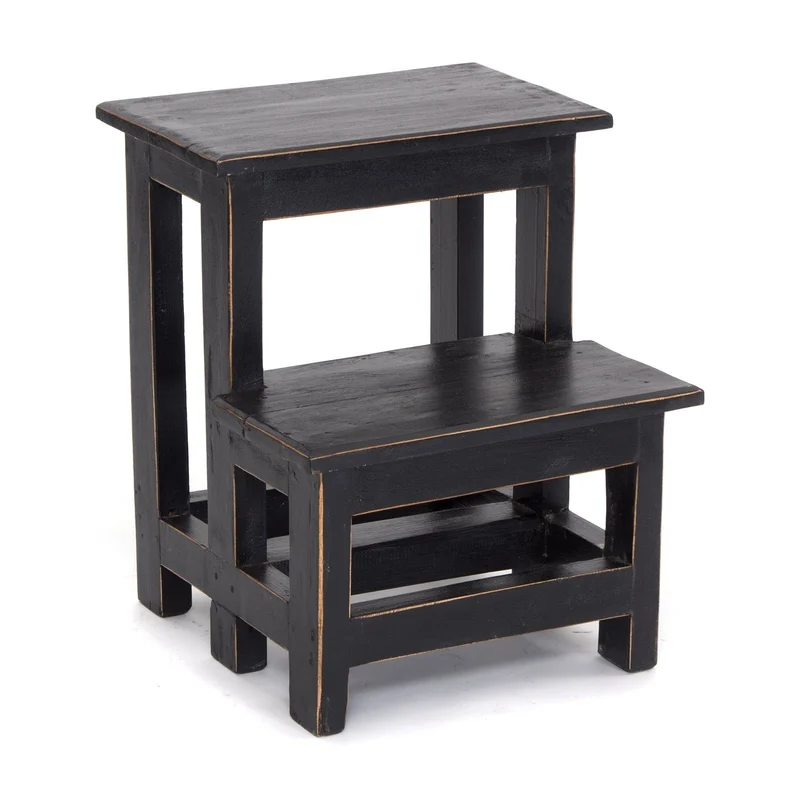 TRITTLEITER "STEP" | 46x37 cm (HxB), Altholz | Tritthocker | Farbe: 09 voodoo - schwarz