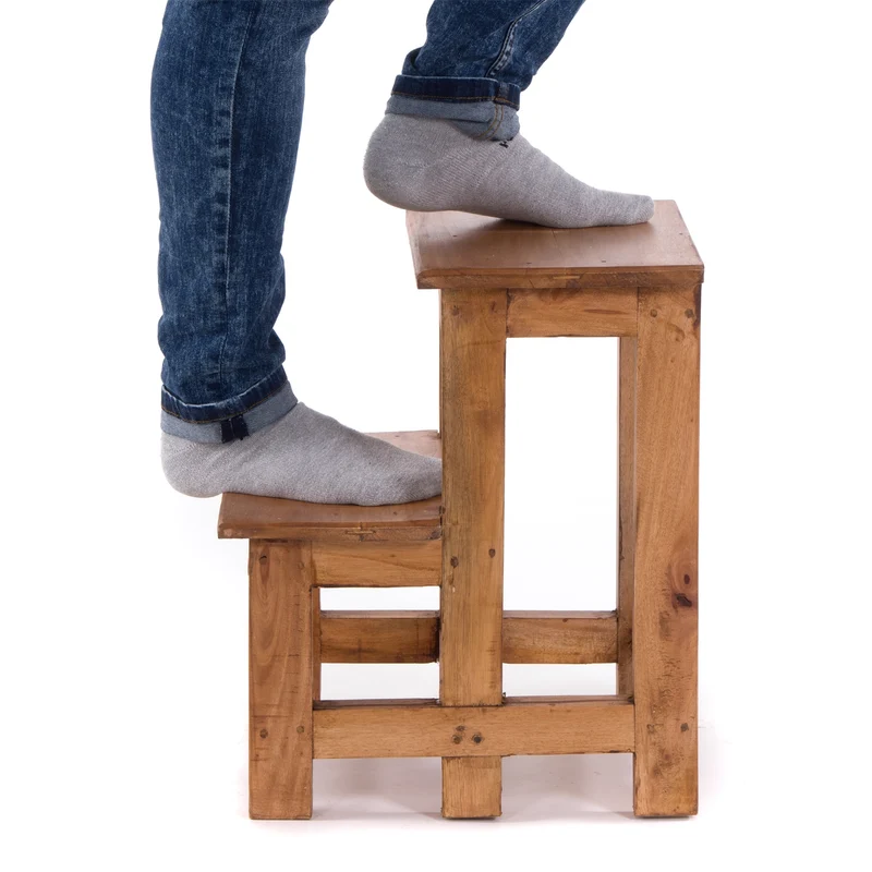 TRITTLEITER "STEP" | 46x37 cm (HxB), Altholz | Tritthocker | Farbe: 08 honigfarben gewachst