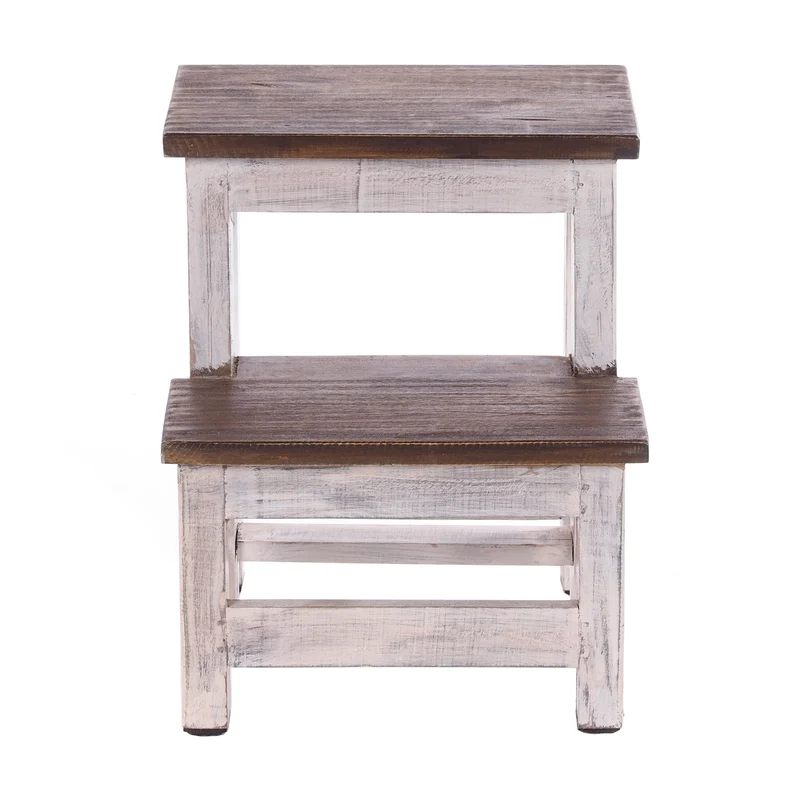 TRITTLEITER "STEP" | 46x37 cm (HxB), Altholz | Tritthocker | Farbe: 05 weiß-natur