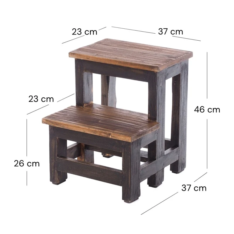 TRITTLEITER "STEP" | 46x37 cm (HxB), Altholz | Tritthocker | Farbe: 04 schwarz-natur