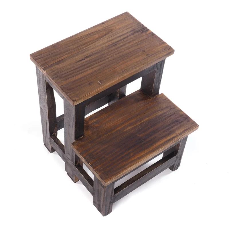 TRITTLEITER "STEP" | 46x37 cm (HxB), Altholz | Tritthocker | Farbe: 04 schwarz-natur