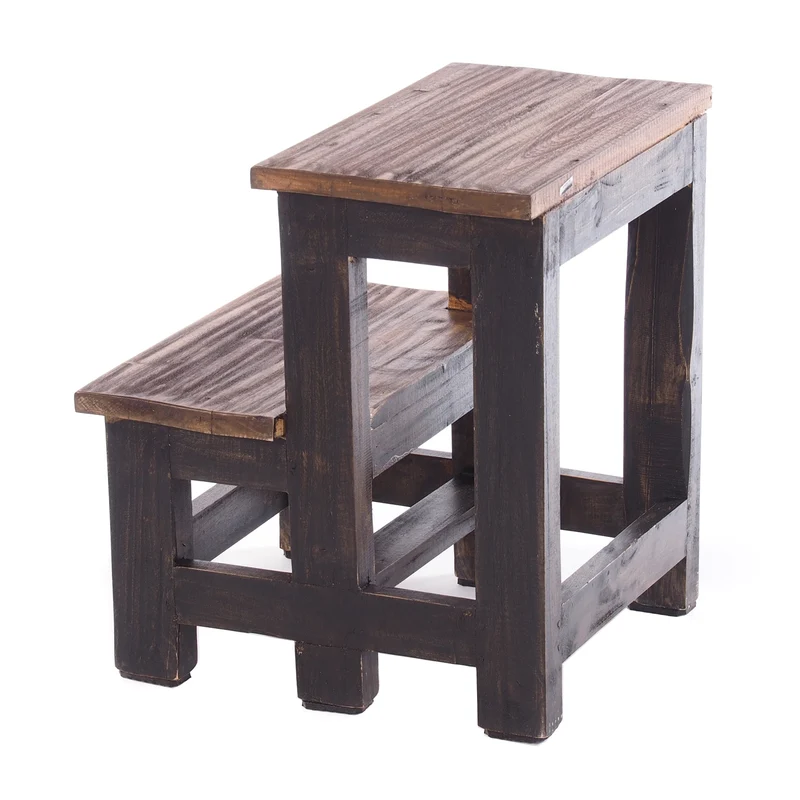 TRITTLEITER "STEP" | 46x37 cm (HxB), Altholz | Tritthocker | Farbe: 04 schwarz-natur