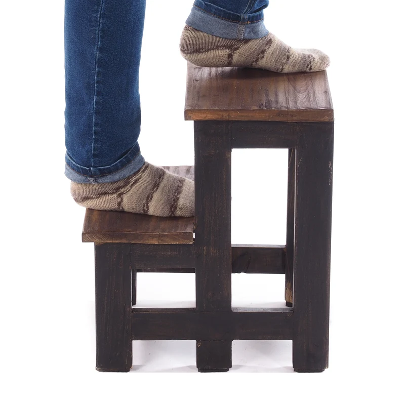 TRITTLEITER "STEP" | 46x37 cm (HxB), Altholz | Tritthocker | Farbe: 04 schwarz-natur