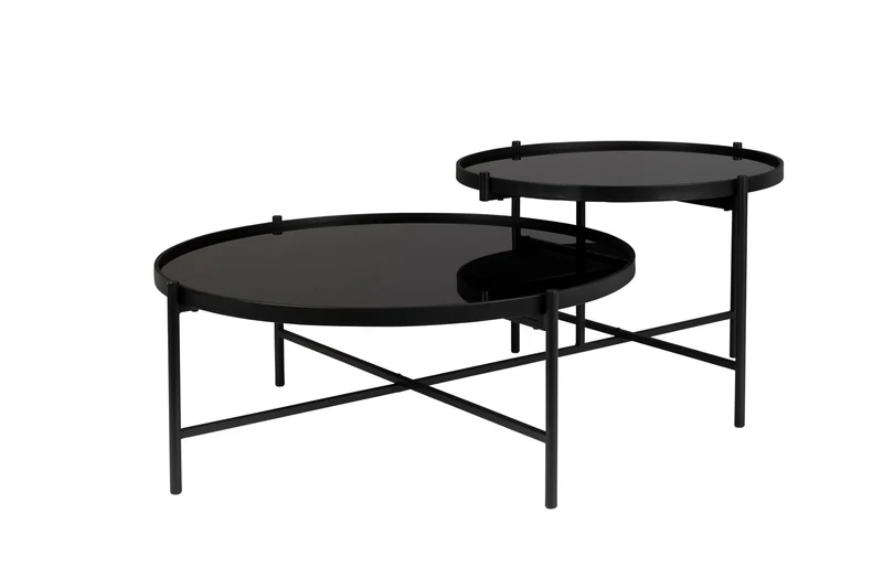 White Label Living Couchtisch Li – Schwarz, Glas, 122 × 82 × 43 cm
